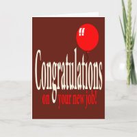 Parabéns no seu novo cartão de trabalho