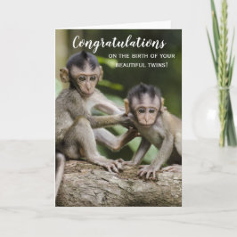 Parabéns Novo Cartão de Macaco Gêmeos Bebê