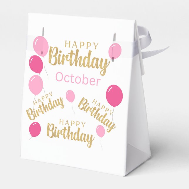 Parabéns outubro Aniversários Favor Caixa (Verso)