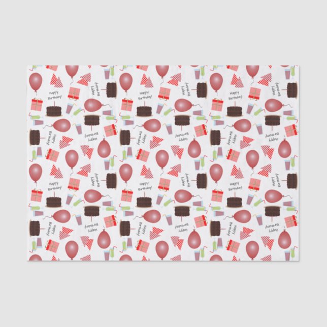 Parabéns Padrão de Aniversário em Papel Tecido Ver (Frente )