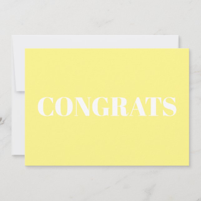 Parabéns, Parabéns - cartão branco amarelo pálido (Frente)