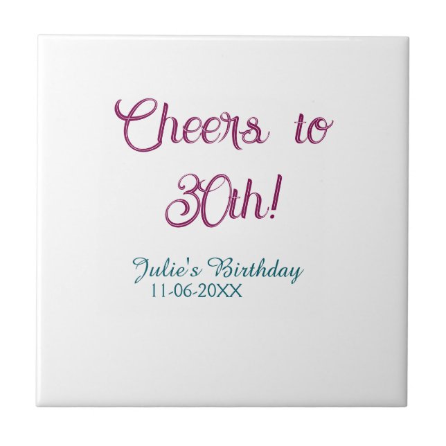 Parabéns pelo 30º aniversário nome data azul mauve (Frente)