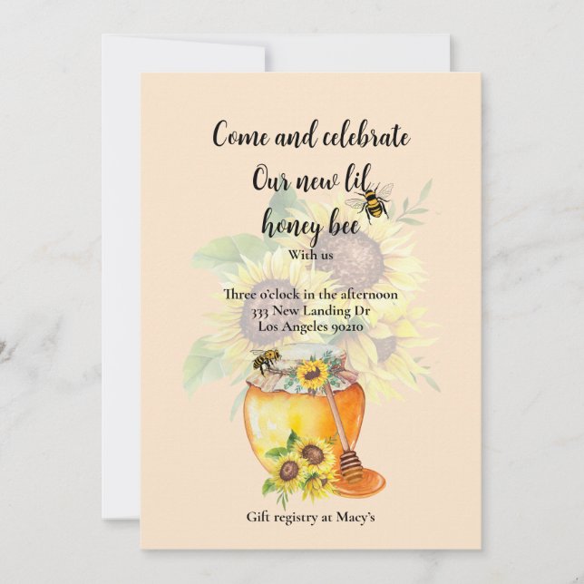 Parabéns pelo anúncio do bebê da sua abelha (Frente)