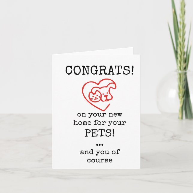 Parabéns pelo novo lar para o seu cartão de animai (Frente)
