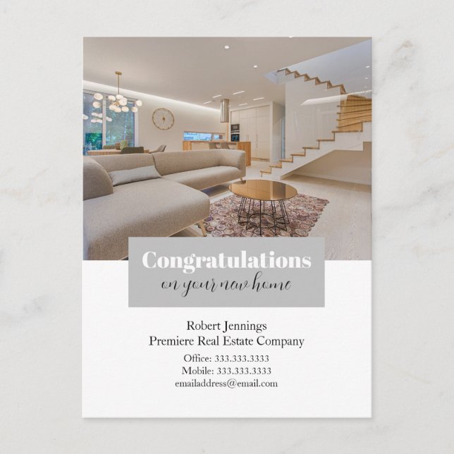 Parabéns pelo seu novo lar cartão postal de foto (Frente)