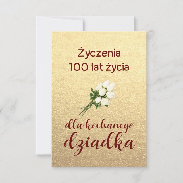 Parabéns polonês Kartka urodziny 100 lat (Frente)