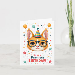 Parabéns Puro!" Cartão de Aniversário de Gato Boni