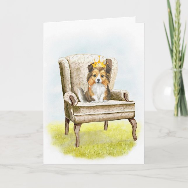 Parabéns Sheltie Princesa Pup Cartão de Aniversári (Frente)