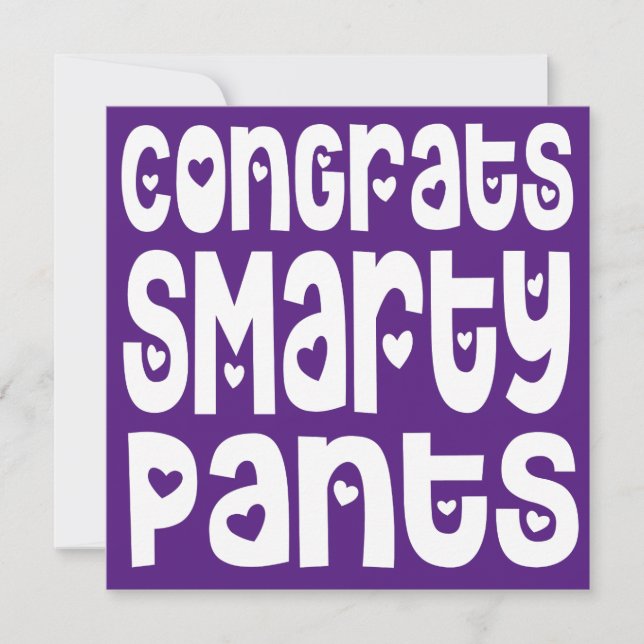 Parabéns Smarty Pants Texto Corações Exame Roxo (Frente)