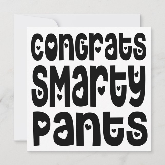Parabéns Smarty Pants Texto Corações Formando Exam (Frente)