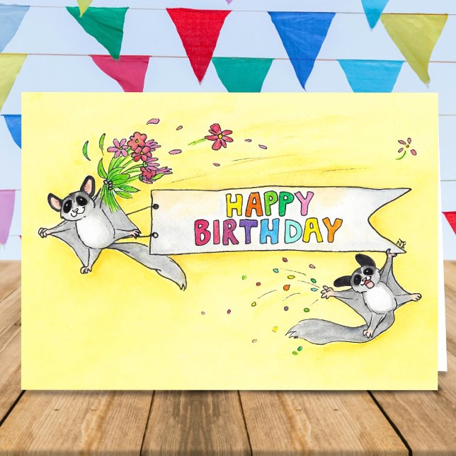 Parabéns Sugar Gliders cartão de aniversário  (Criador carregado)