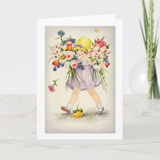 Parabéns Vintage E Cartão De Melhores Desejos (Frente)