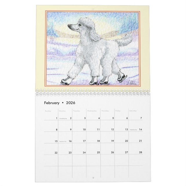 Parada de Poodle - Calendário de Imagem por Mês (Fev 2026)
