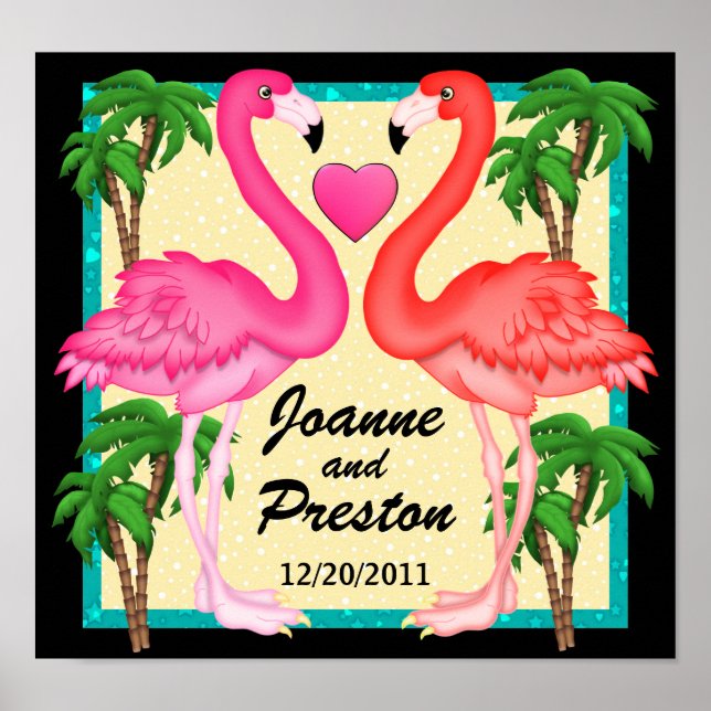 Paradise Flamingo Love Poster (Frente)