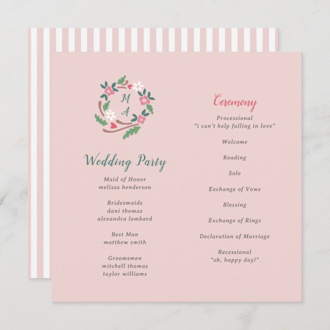 Paragem Floral Russo Com Monograma (Frente/Verso)