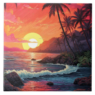 Paraíso da Ilha da Praia Tropical ao Pôr do Sol