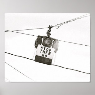 Parar de Ir para a Rua da Luz B&W Poster