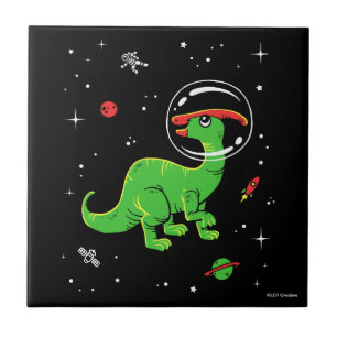 Parasaurolophus verde e vermelho Dinos no espaço