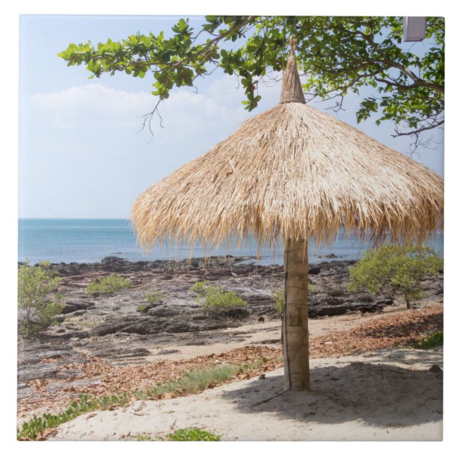 Parasol da palha, Koh Lanta, Krabi, Tailândia (Frente)