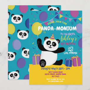 Parceiro Panda Aniversário Panda-Monium Convite T