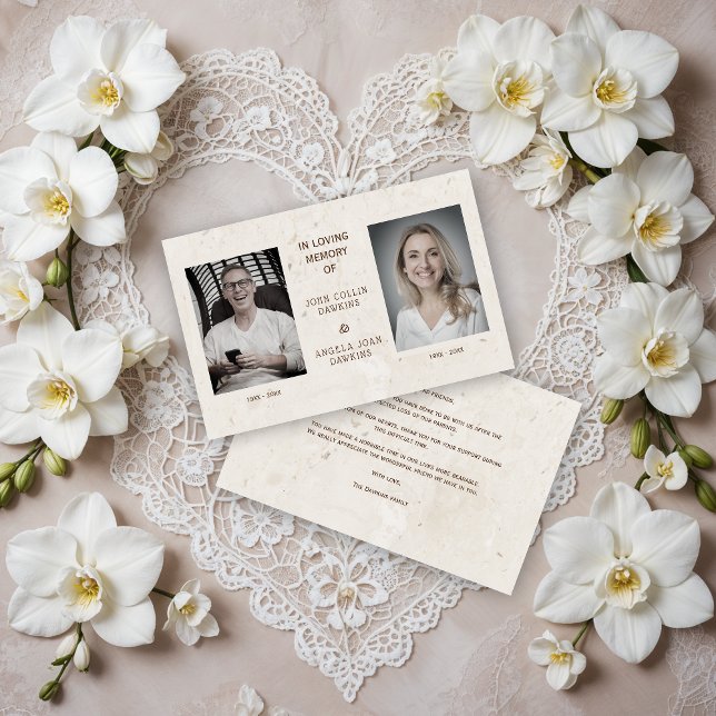 Parceiros Queridos Falecidos Foto Personalizada (Cheap Dear Ones Deceased Couple Custom Photo Thank You Cards. )