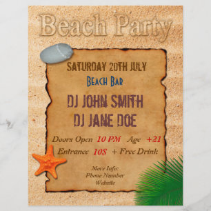 Parchment on Sand - Beach Party Event Flyer
