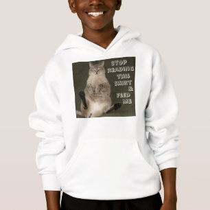 PARE DE Gato LENDO CAMISA E ME ALIMENTE Crianças H