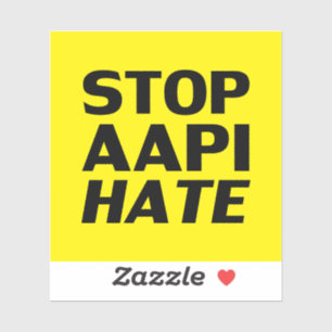 Pare o ódio AAPI, adesivo amarelo preto