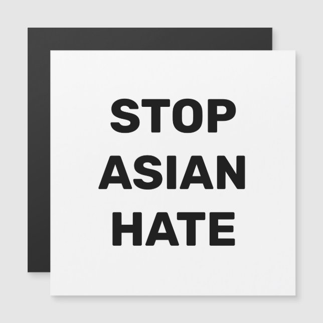 Pare o ódio asiático, imã branca preta (Frente/Verso)