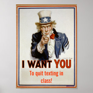 "Pare texting poster da sala de aula na classe"
