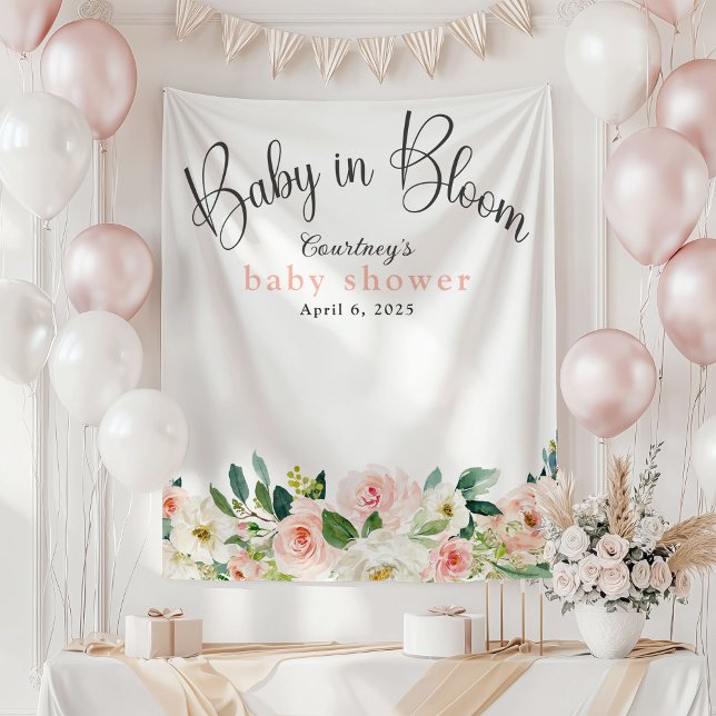 Parede Bebê em Flor Tapete de Berçário Rosa Baby Shower (Criador carregado)
