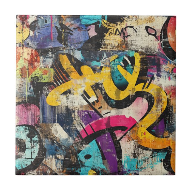 Parede da Cidade em Camadas Abstrata com Paleta de (Frente)