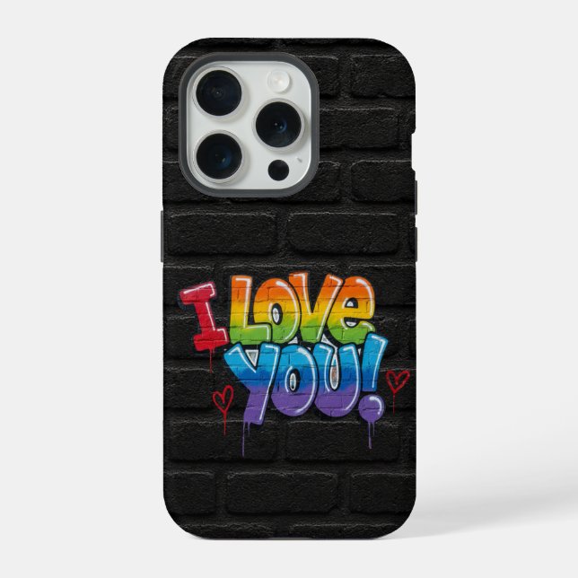 Parede de Tijolo Preto com Grafite “Eu Te Amo!” (Verso)