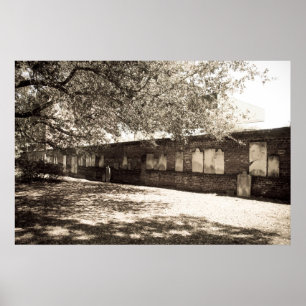 Parede no poster colonial do cemitério do parque