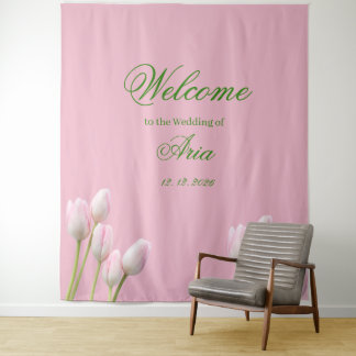 Parede tulipa rosa Tapete de Boas-vindas de Casamento Coa