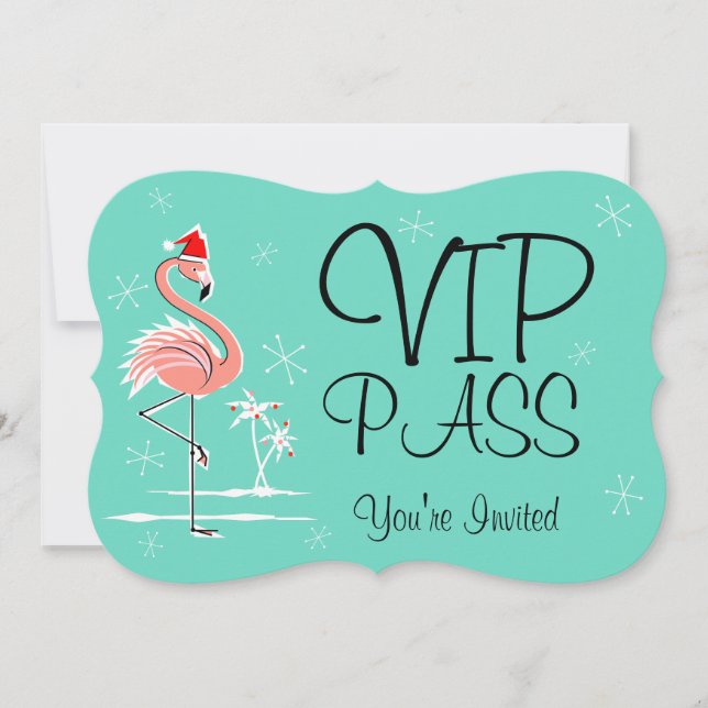 Parêntese de convite "VIP PASS" de Natal Flamingo (Frente)