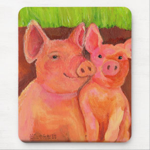 Pares de amigos Mousepad do porco (aka almofada do