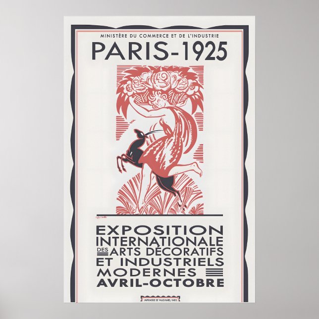 Paris 1925 Art Deco Exhibition Poster Framed or (Frente)