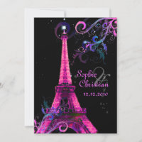 Paris à Noite, convites de casamento da torre eiff
