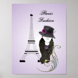 Paris Eifell Tower Fashion Lady Art Impressão Pos