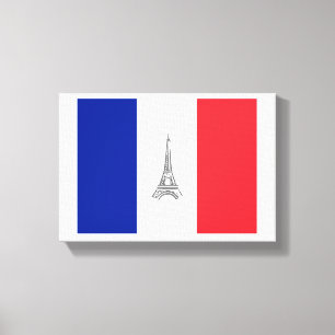 Paris Eiffel Tower French Flag Canvas Print