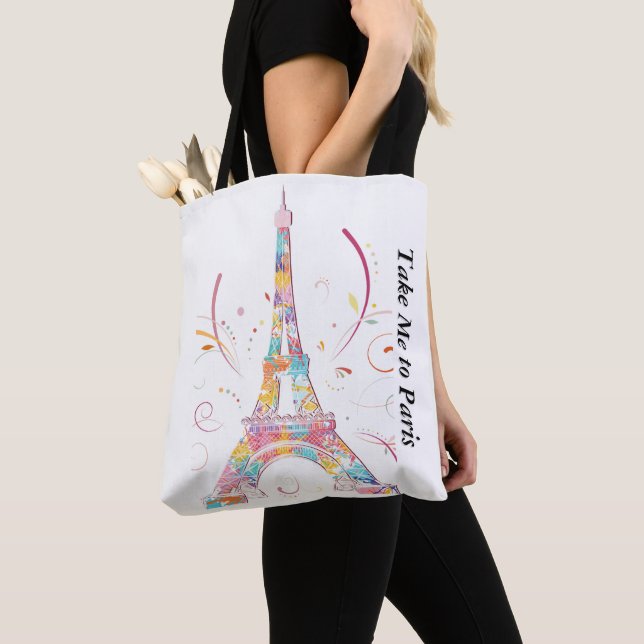 PARIS EIFFLE TOWER COLORFUL TOTE BAG (Close Up)