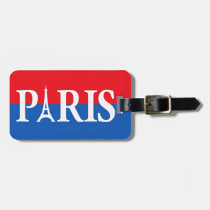 Paris - Etiqueta de Bagagem Vermelha e Azul