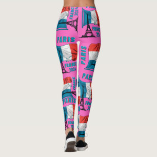 Paris Flag Eiffel Tower Leggings Paris França 2024