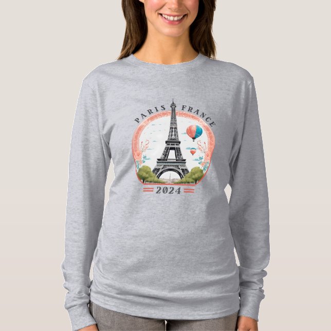 Paris França 2024 Camisa de Longa Distância das Mu (Frente)