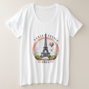 Paris França 2024 Camisa de tamanho mais feminino,