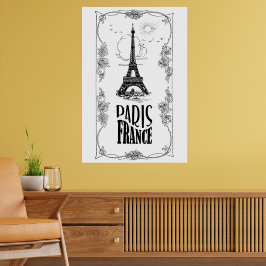 Paris França Black na White Poster