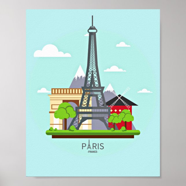 Paris França, Eiffel Tower Poster (Frente)