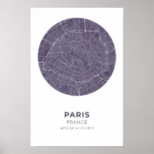 Paris França - Poster do Mapa do Círculo Roxo