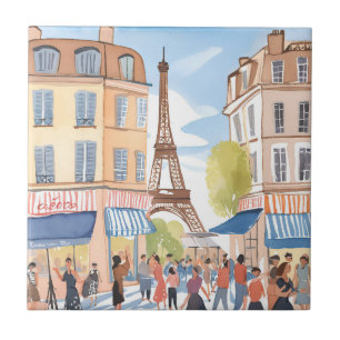Paris França Torre Eiffel Aquarela Francesa